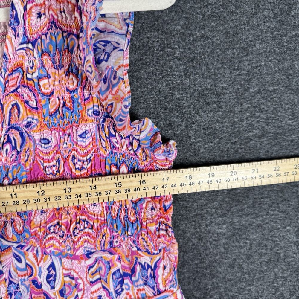 Anthropologie Pink Boho Floral Mini Dress Ruffle Sleeve Babydoll Resort Summer L - Picture 8 of 10